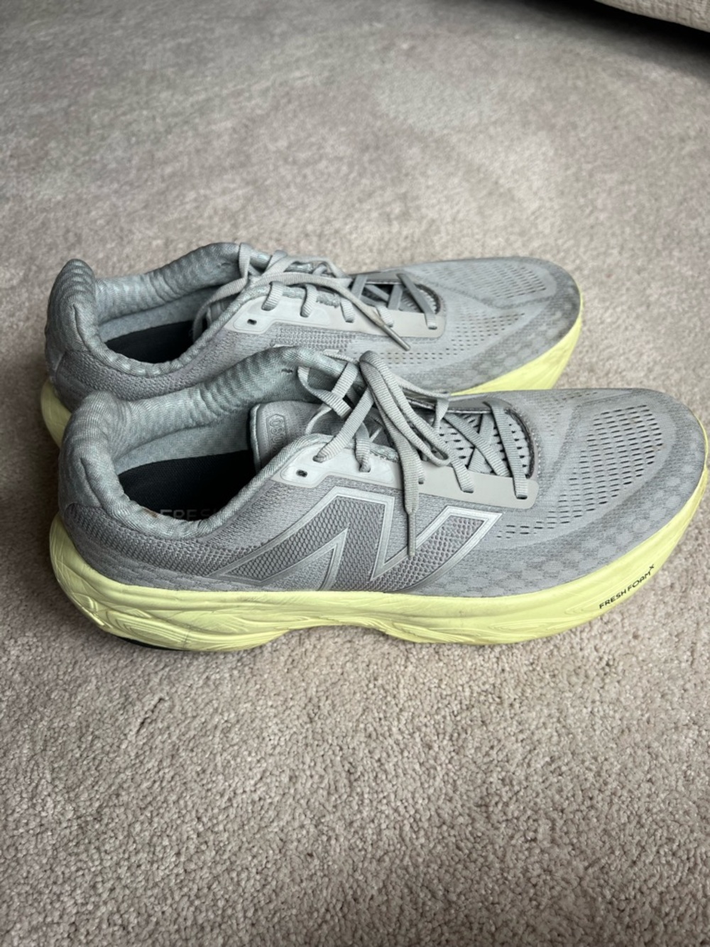 New Balance Light Gray and Yellow Athletic Shoes